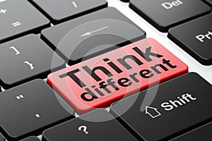 Learning concept: Think Different on computer keyboard background