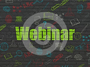 Learning concept: Webinar on wall background