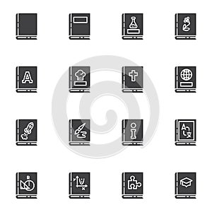 Learning education books vector icons set