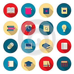 Learning education color icons set