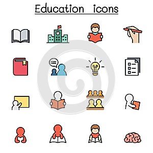 Learning and Education color line icon set