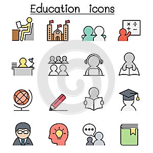 Learning and Education color line icon set