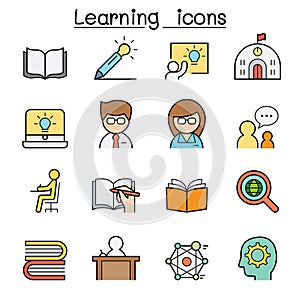 Learning and Education color line icon set vector illustration graphic design