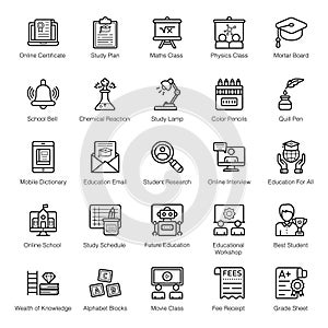 Learning and Education line Icons Pack