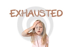 Learning English language vocabulary school card with the word exhausted