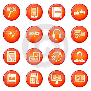 Learning foreign languages icons vector set