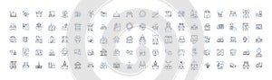 Learning institutions line icons collection. Schools, Universities, Academies, Institutes, Colleges, Polytechnics photo