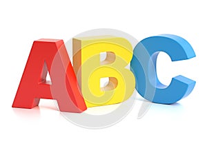 Learning letters 3d concept, ABC colorful letters isolated on white background, 3d rendering