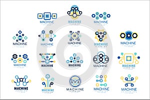 Learning machine label original design set of vector Illustrations