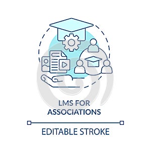 Learning management system for associations blue concept icon