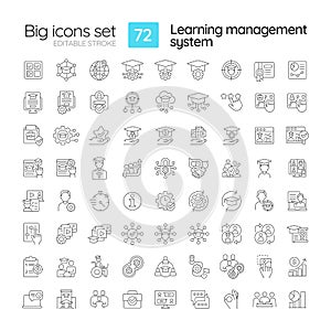 Learning management system linear icons set