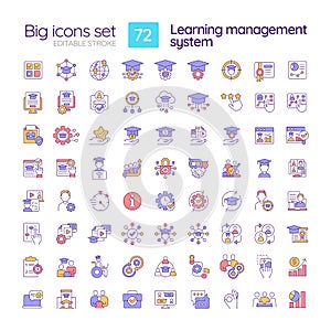 Learning management system RGB color icons set