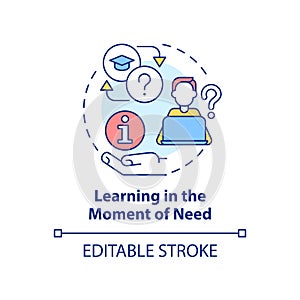 Learning in moment of need concept icon