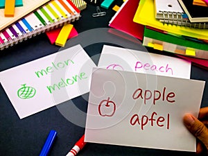 Learning New Language Making Original Flash Cards; German