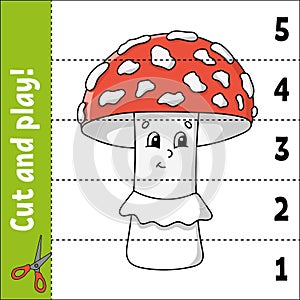 Learning numbers 1-5. Cut and play. Education worksheet. Game for kids. Color activity page. Puzzle for children. Riddle for