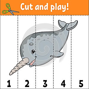 Learning numbers 1-5. Cut and play. Education worksheet. Game for kids. Color activity page. Puzzle for children. Riddle for