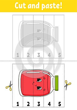 Learning numbers. Cut and glue. Education developing worksheet. Game for kids. Activity page. Funny character. Riddle for