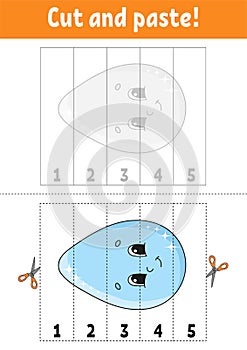 Learning numbers. Cut and play. Education developing worksheet. Game for kids. Activity page. Puzzle for children. Riddle for