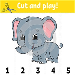 Learning numbers. Cut and play. Education developing worksheet. Game for kids. Activity page. Puzzle for children. Riddle for