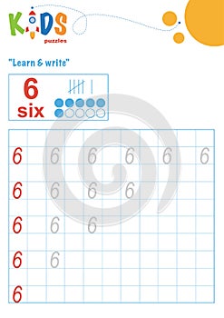 Learning numbers. Learn and write numbers. Easy colorful worksheet