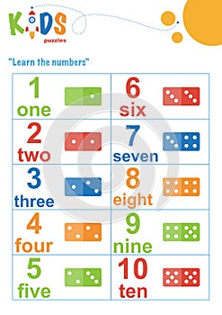 Learning numbers worksheet. Math worksheet.