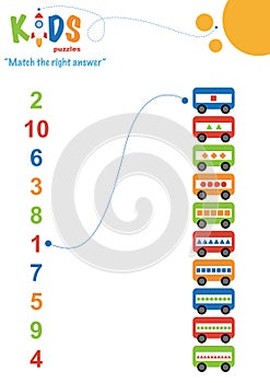 Learning numbers worksheet. Math worksheet match the right answer.