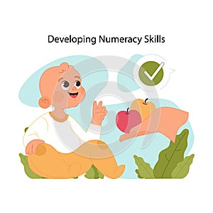 Learning numeracy. Flat vector illustration photo