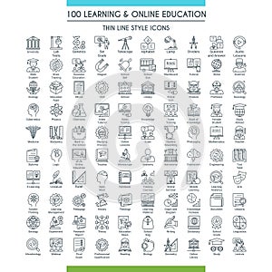 Education line icons big set