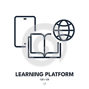 Learning Platform Icon. Education, Technology, Digital. Editable Stroke. Vector Icon