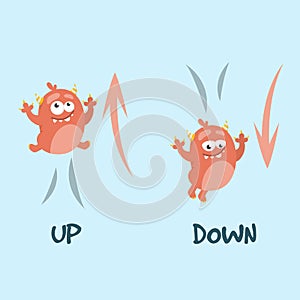 Learning preposition up and down vector isolated