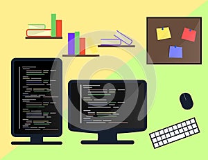 Learning Programming and coding concept, website development, Web Design. Flat Illustration