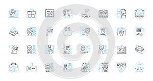 Learning Progress linear icons set. Growth, Improvement, Advancement, Development, Mastery, Achievement, Progression