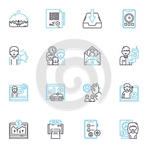 Learning Progress linear icons set. Growth, Improvement, Advancement, Development, Mastery, Achievement, Progression photo