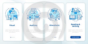 Learning styles blue onboarding mobile app screen