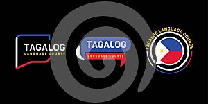 Learning Tagalog Language Class Logo. language exchange program, forum, and international communication sign photo