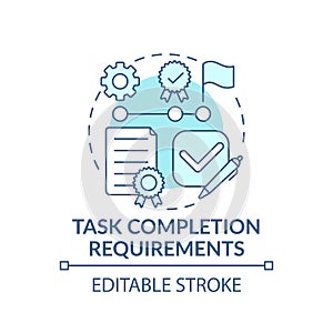 Learning task completion requirements concept icon