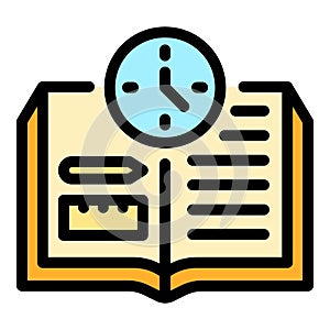 Learning time icon color outline vector