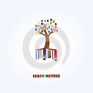 Learning Tree Logo Template. Education, Letters, Books.