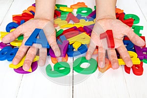 Learning using magnetic letters and numbers