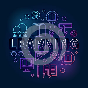 Learning vector round colored concept outline illustration