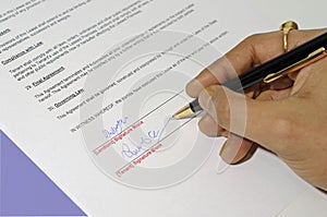 Lease agreement being signed