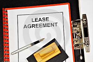 Lease agreement - the inscription of the text in the form of a document folder on office of the Registrar.