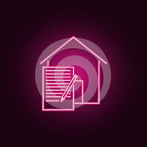 Lease Contract neon icon. Elements of Real Estate set. Simple icon for websites, web design, mobile app, info graphics