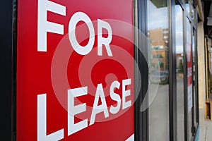 For lease sign in shop window