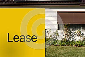 For lease sign on a yellow display