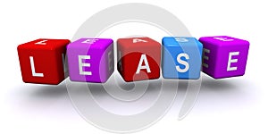 Lease word block on white
