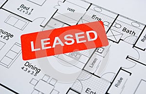 leased sign on house plan