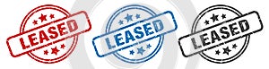 leased stamp. leased round isolated sign.