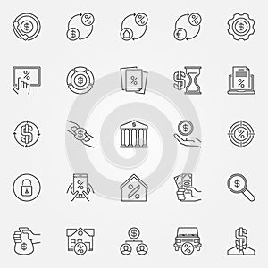 Leasing and loan icons set