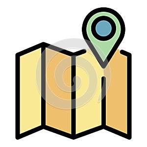 Leasing pin map icon color outline vector